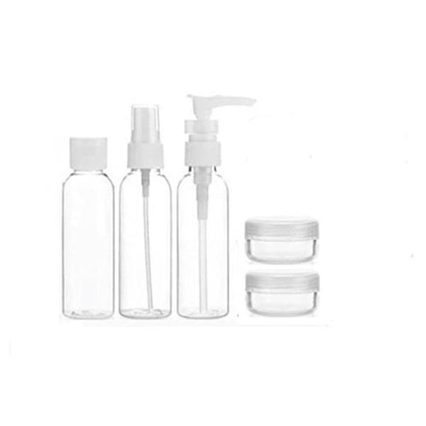 UNIQ Matkapullot 5 kpl, 3 x 50 ml pulloa ja 2 x voiderasiaa