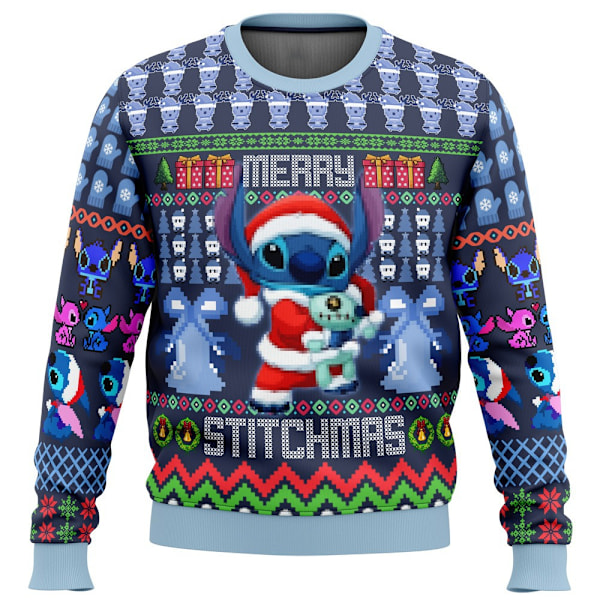 Stitch Ruma Ugly Joulupaita Pullover Miesten 3D-paita L Stitch