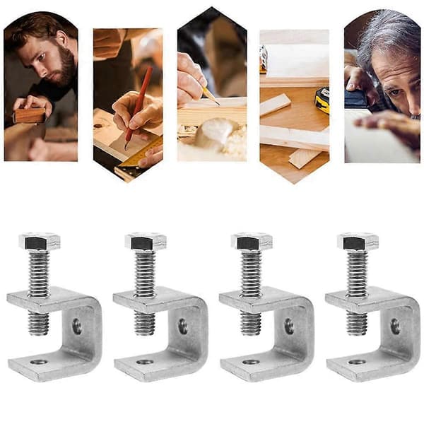 4 stk. C-klemme stålrør firkantet klemme trækring justerbar fast holder klips multifunktionel hardware As Shown