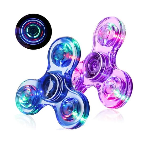 2 stk. Fidget Spinner LED Krystal Lysende Håndspinner Sensorisk Legetøj Fidget Legetøj Anti-Stress ADHD til Børn Blå og Lilla[YJD]