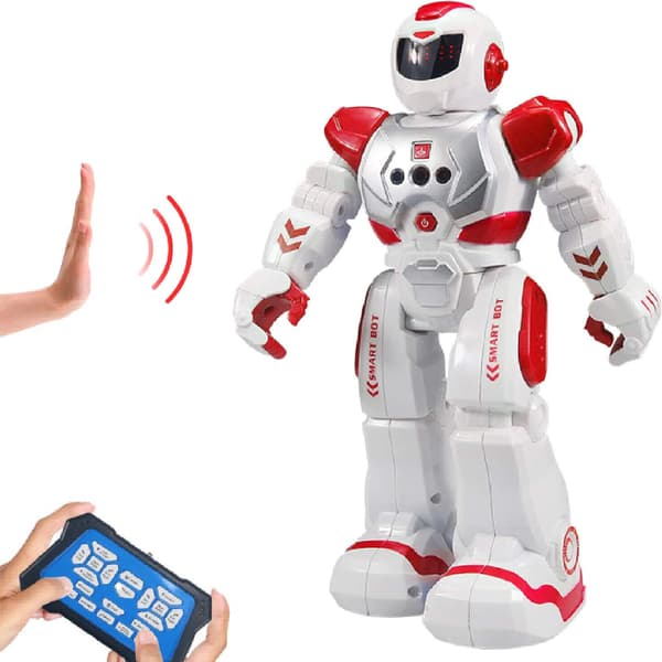 Fjernbetjent robot til børn, intelligent programmerbar robot med infrarød kontrollegetøj, dans, sang, moonwalk og LED-øjne, gestusstyring