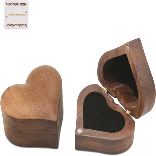 Ringask i valnötsträ med mjukt sammetsfoder green