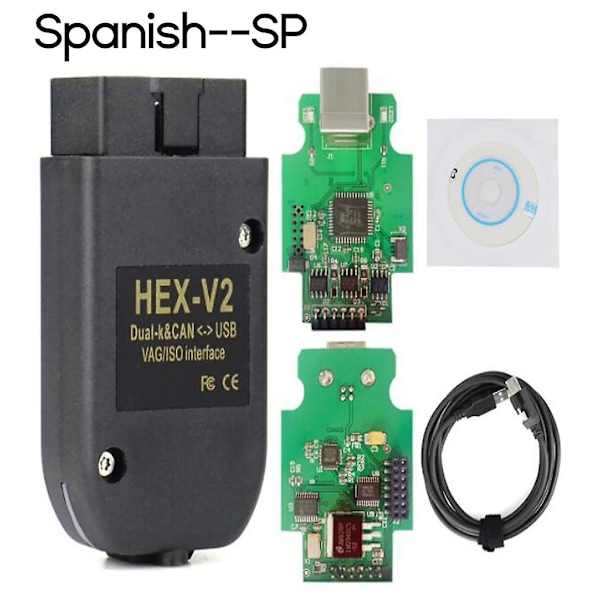 Flerspråkig Vcds Hex X2 22.3 Hex Can USB-gränssnitt V2 Atmega162+16v8+ft232rq h Spanish