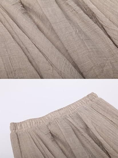 Elastisk midje lang flytende bohemsk bomull uformelt maxiskjørt for kvinner og jenter, beige beige 95CM