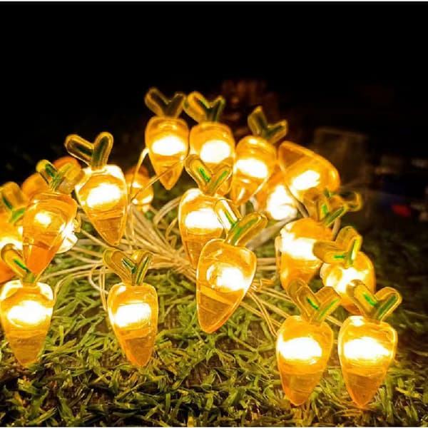 Påskepynt LED Kanin Gulerod Lyskæde Påskepynt Forårskanin Feelys til Påske (2m 20LED) 14 USB