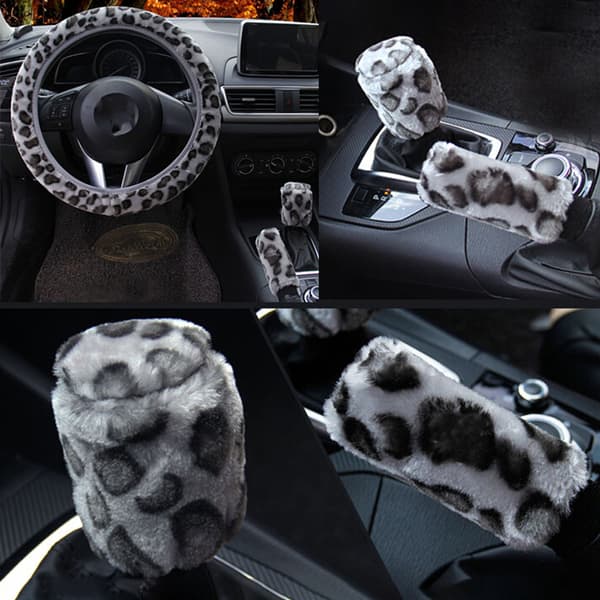 3 kpl/setti Leopardi-pehmoinen ohjauspyörän suojus Red