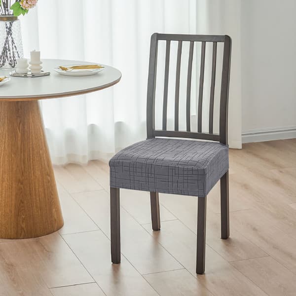 4 stk. moderne jacquard-stoltrekk elastisk stretch egnet for spisestoler, strekkbart trekk med strikk, maskinvaskbart Beige