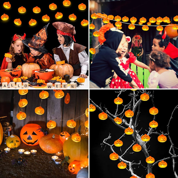 Halloween Dekorationer 1.5M 10LED Halloween Græskar Lysstreng, Vandafvisende Halloween Lys Dekorationer Udendørs Indendørs Platt pumpa 1.5 meter