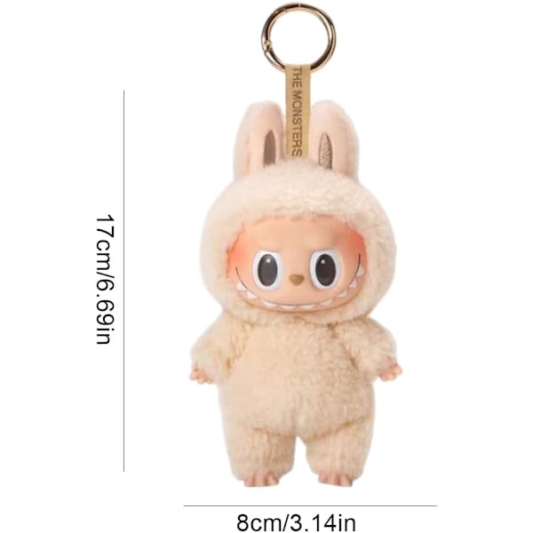 Labubu Popmart Pehmo Avaimenperä, Hirviö Avaimenperä Pehmolelu, 17cm Vinyylikasvo Tarina Keräilyhahmot (Beige Labubu) beige labubu
