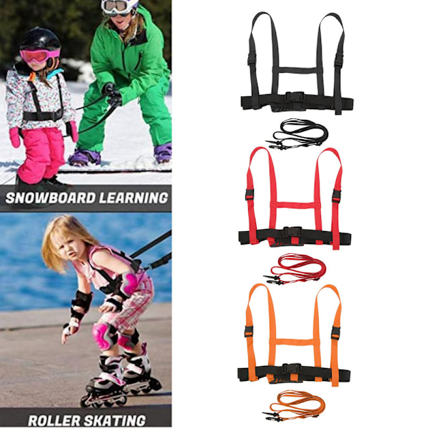 JFJC Skidharness för Barn med Justerbart Koppel Snowboard Skate Träningsharness för Utomhus Vintersporter Röd