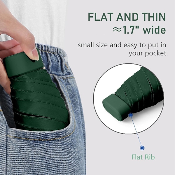 Minisolstick med UPF50+ Skydd, Lätt och Kompakt Solstick för Kvinnor och Barn, Bärbar UV-Solstick med Förvaringslåda ForestGreen
