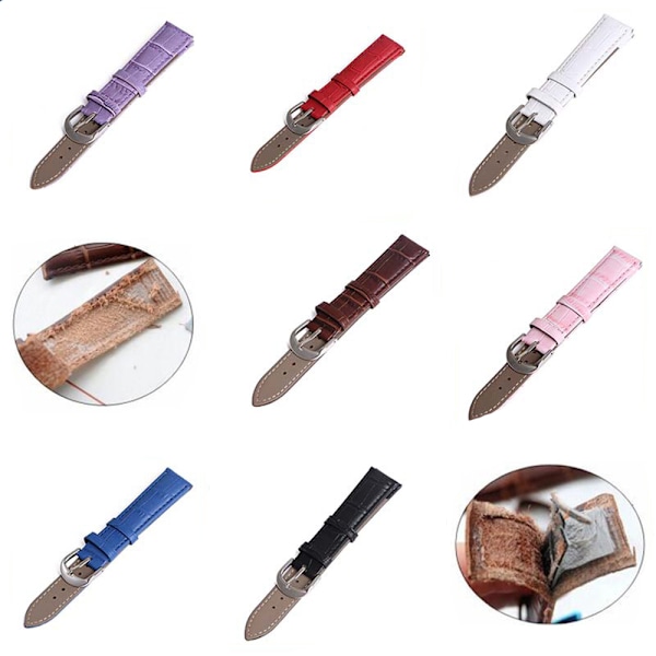 Tyylikäs Retro-design kellon ranneke PU-nahkaa, punainen 22mm Röd