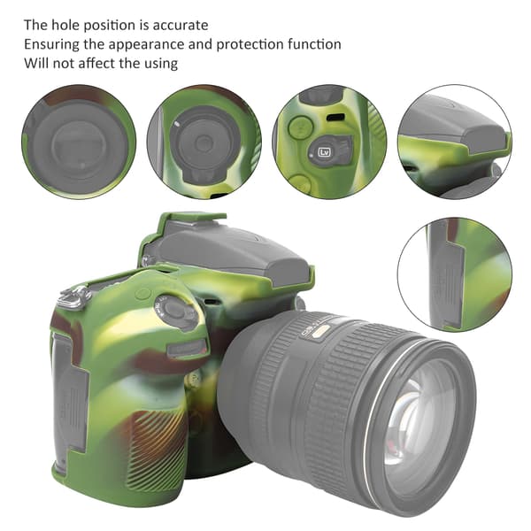 Blødt silikoneetui til digitalkamera, beskyttelsesetui, tilbehør til Nikon D810-kameraer, camouflage
