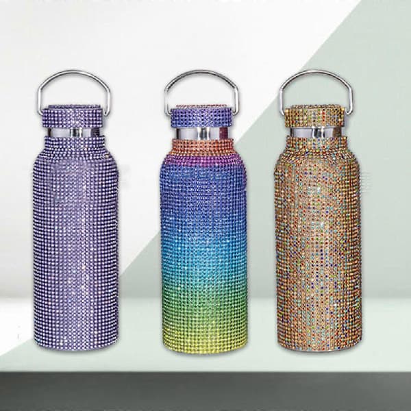 Timanttinen vesipullo Bling strassi ruostumaton teräs termospullo, 100% uusi punainen rode