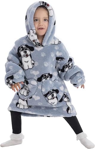 Barnas overdimensjonerte teppegenser, Sherpa fleece hettegenserteppe, Jenter Gutter hettegenser med lommer for småbarn