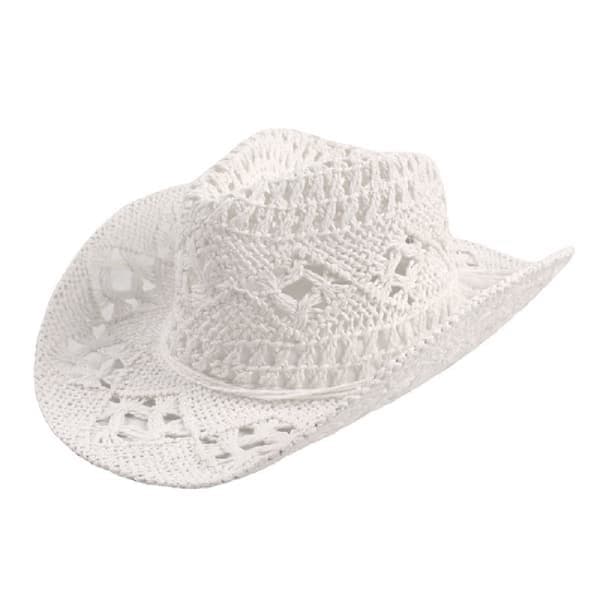 Strå cowboyhat hul solhat med bred skygge Beige-FY- Beige