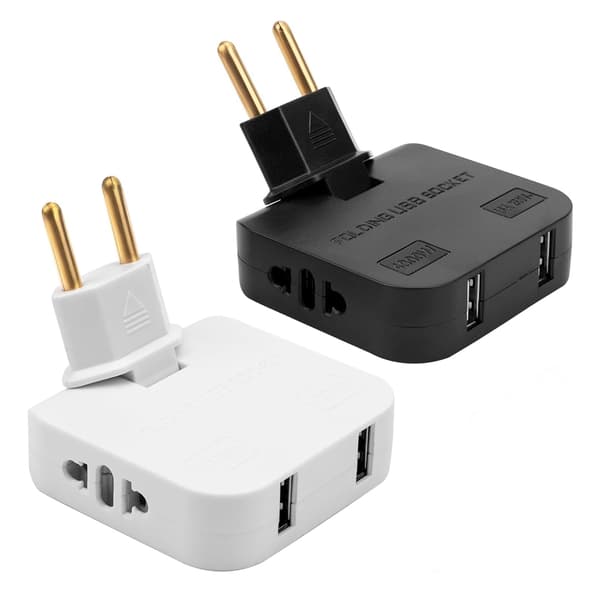 2 litteän pistorasian sarja USB + USB-C -sovittimella - 180º amerikkalainen ja eurooppalainen sovitin 220 V