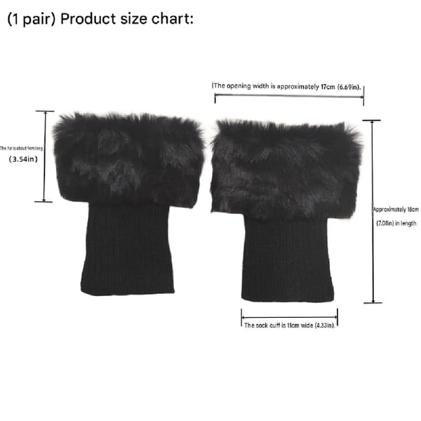 Vintervarme Faux Fur Hæklede Støvlesokker til Kvinder Kort (Sort) 1 Par 7
