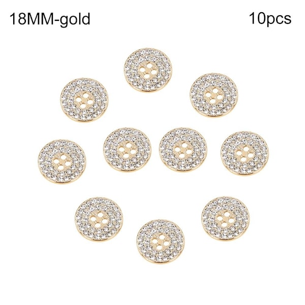 Metall Rhinestone Knapper Skjorteknapper GULL 18MM10STK 10STK gull gold 18MM10pcs-10pcs