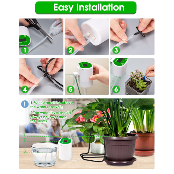 Automatisk plantevandingssystem til 12 potteplanter indendørs Hjemmevandingsværktøjer med Alersondes USB-opladning