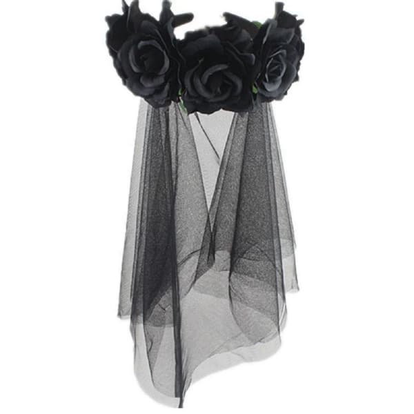 Roseblomstslør Halloween Kostume Hårbånd De Sorte KLB