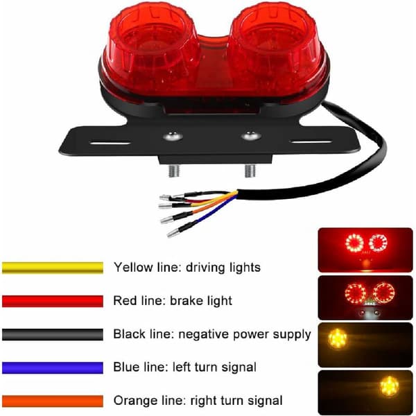 LED motorcykelbaklykta, integrerat bromsljus, blinkers, körljus