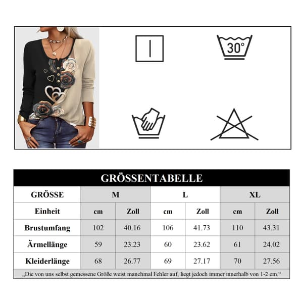 Langærmede T-shirts med rund hals til kvinder E 5XL