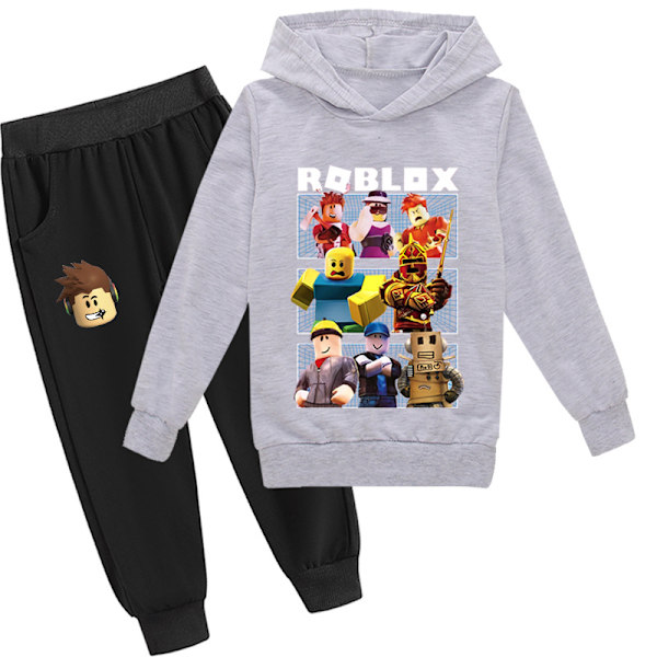 Roblox Hoodie til Børn - Varmt Hoodie Tøj med Roblox Print Gray 130cm