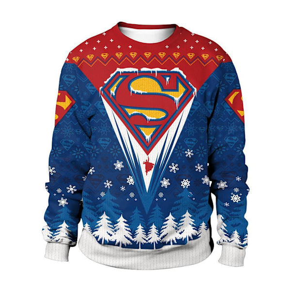 Marvel-aiheinen Jouluinen Ruma Joulupusero Miesten 76D Pusero Yläosa Huppari Superman 3XL