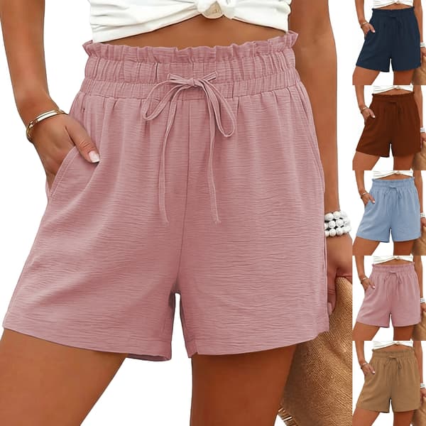 Shorts til kvinder Afslappede brede ben med snøre Shorts til strandferie blå blue M