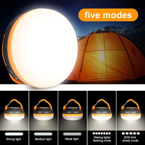 2 stk Campinglys, Campinglys LED Telteltlys Bærbar Utendørs Teltelt SOS Lys 5 Moduser med Henger, IP43 Vanntett (Batterier Ikke Inkludert) 2pcs