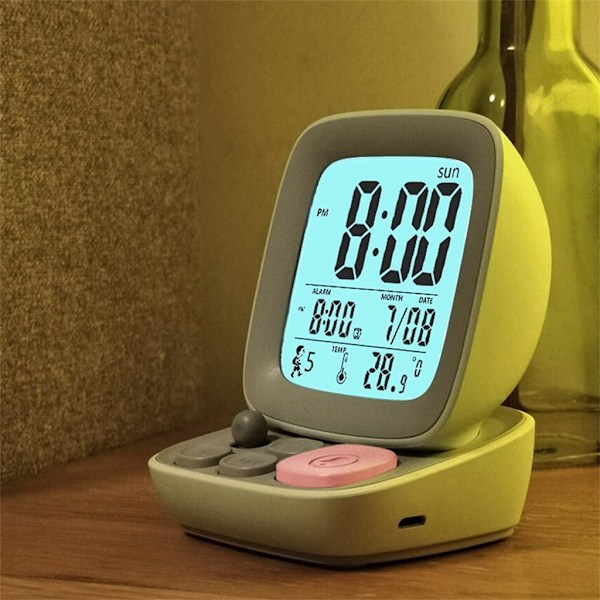 Väckarklocka med växande larm Digital väckarklocka Barn för laddning Hem Retro Liten datorskrivbordsklocka Väckningsartefakt Skrivbord Smart klocka Klocka