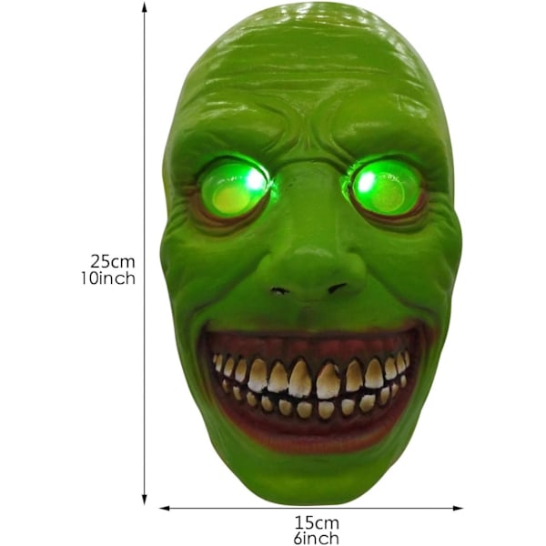 Halloween-naamarit lateksista, Halloween-naamarit aikuisille, pelottavat Halloween-naamarit lateksista, 3D-pääkallonaamio 22x18x7cm 22x18x7cm Green (Glowing)