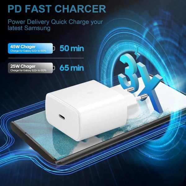 45W rask USB-C-lader for Samsung Galaxy S24/S23/S22-serien, Tab S9/S8, hvit[ZHE] 45w white 45w
