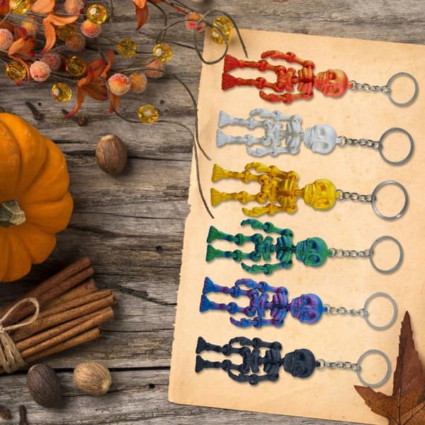 6-pack Halloween Skelett Nyckelringar 3D Snidad Design Starka Tillbehör