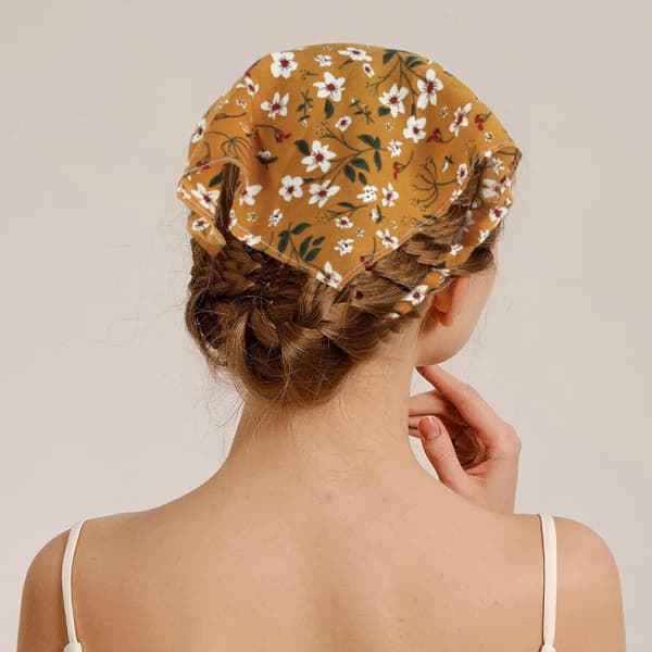 5 stk. hodeplagg, blomsterhårskjerf, bohemsk hårbånd, chiffonhårbånd, elastisk turban, hårskjerf, hodeplagg, bandana, hårtilbehør