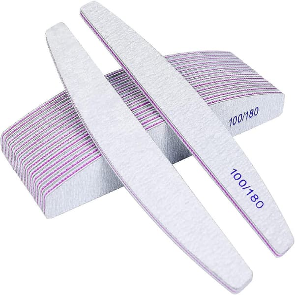 16 stk. dobbeltsidede neglefile - 100/180 grit vaskbar fil White