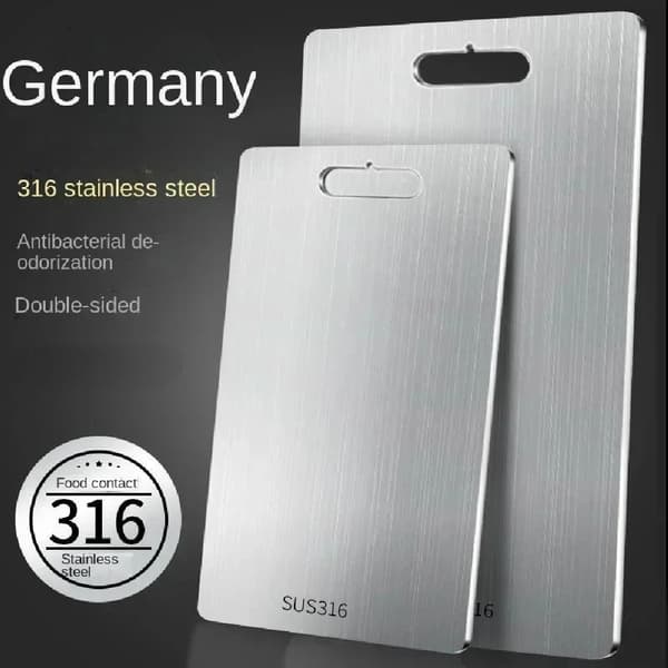 316 rustfrit titanium skærebræt, skærebræt i rustfrit stål, dobbeltsidet titanium til udskæring af kød, frugtskærebræt 25x15cm