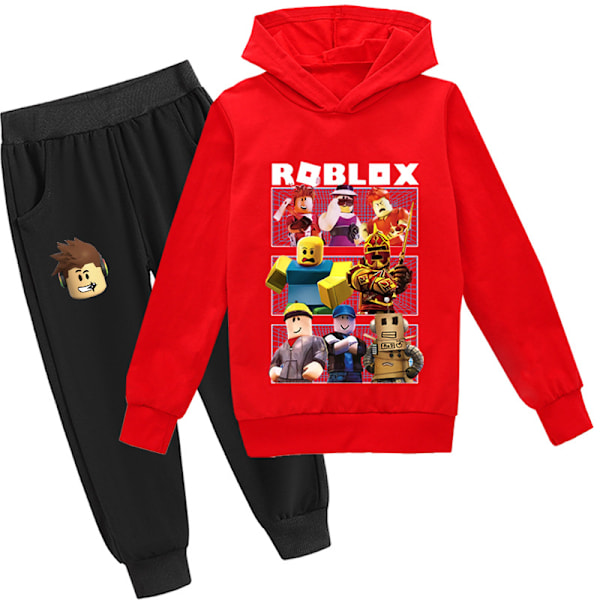 Roblox Hoodie til Børn - Varmt Hoodie Tøj med Roblox Print Red 140cm