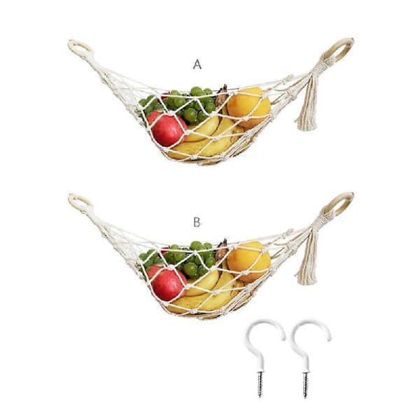 Makraméhängmatta för frukt och grönsaker - Extra förvaring under skåp, husvagnar, båtar