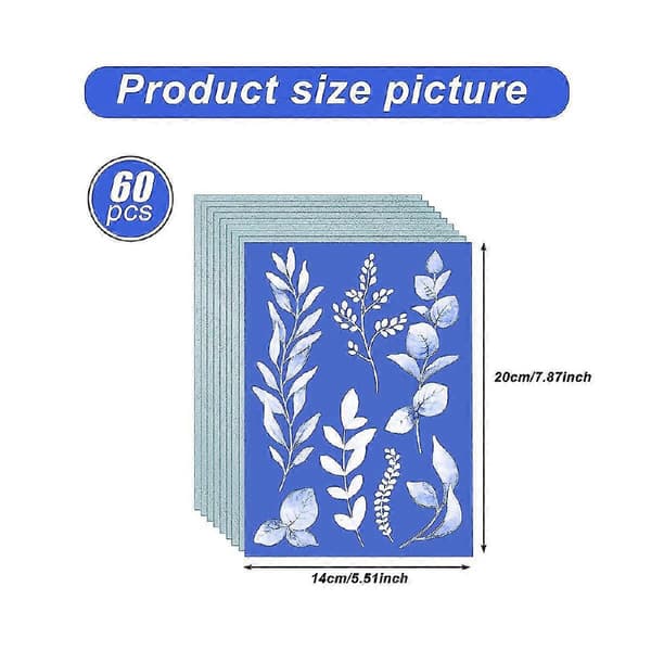 60 st Cyanotypipapper A5 Sunprint Art Kit Mycket Känsligt Solpapper Soltryckspapper Ritkonst