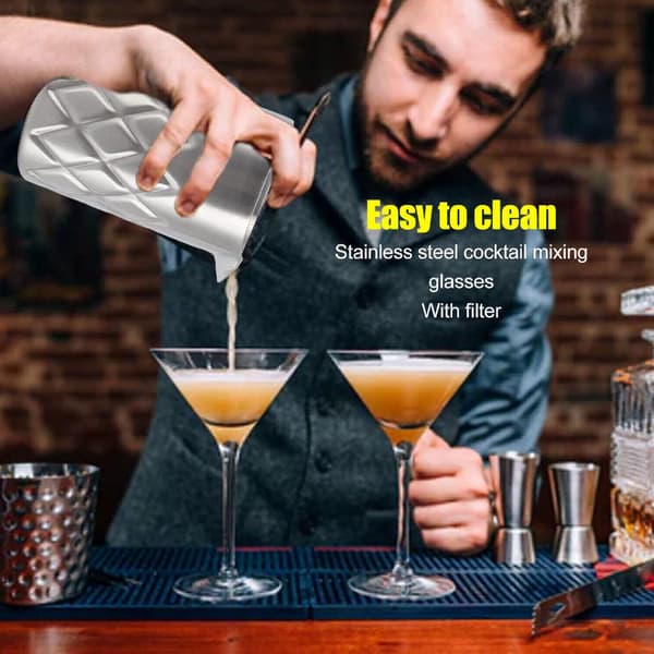 Cocktailblandingsglas, rustfrit stål, dobbeltvægget bartender, gør-det-selv-værktøj, vinmixer (540 ml) 4