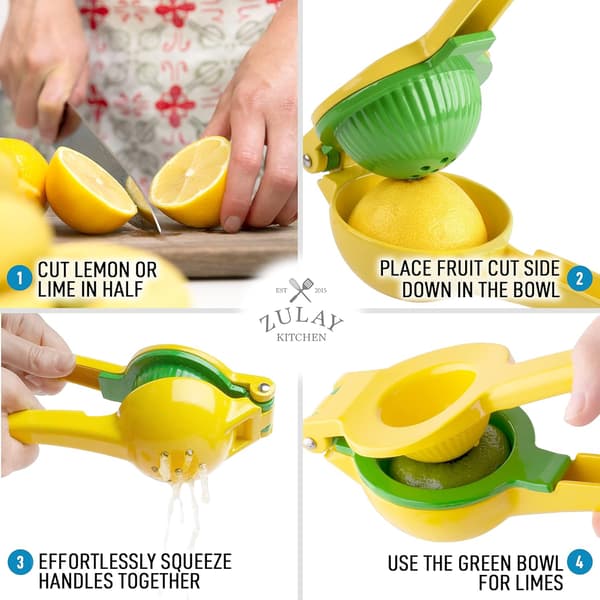 Metallisk 2-i-1 Citron- og Limepresser - Håndpresser til Citron - Manuel Citruspresser for Maksimal Ekstraktion
