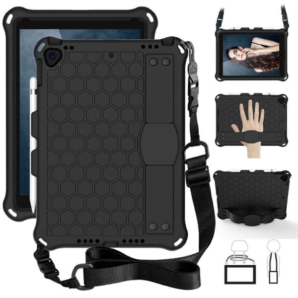 iPad 10.2 (2019) honeycomb EVA hybrid cover - Sort Sort black Black