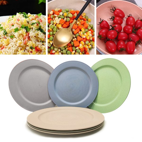 4 store 25 cm plasttallerkener, tåler opvaskemaskine, genanvendelige, tåler mikroovn