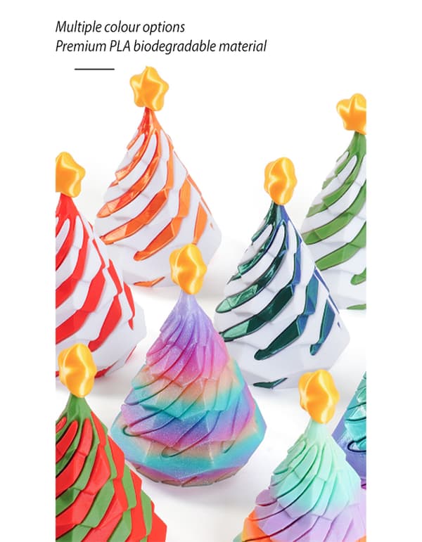3D-printad julgrans-fidgetleksak i PLA-material, skrivbordsmodell style1