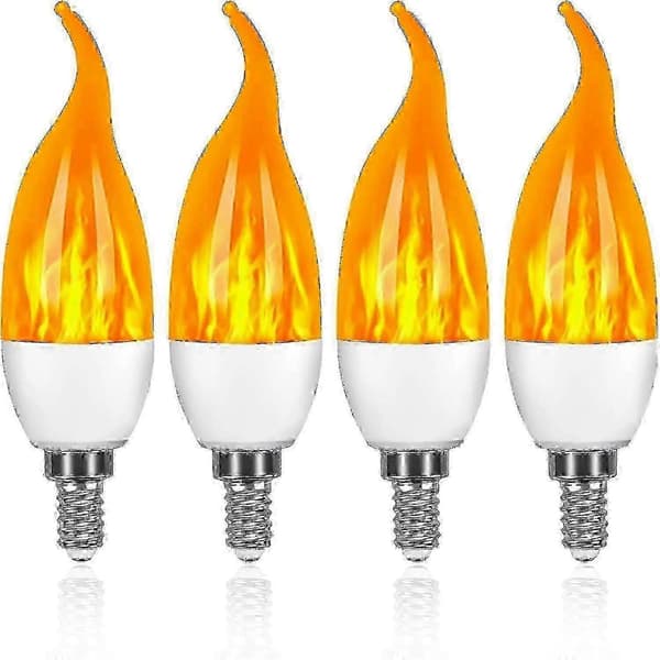4-pack E14 3W LED-flammor Dekorativa ljuseffekter med 3 lägen [DB]