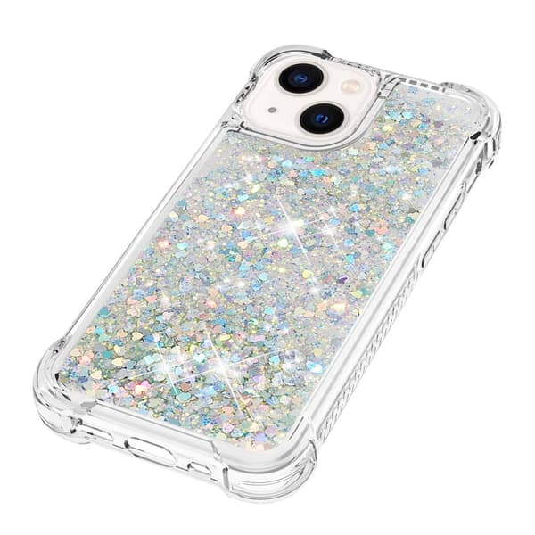 iPhone Glitterdeksel, Fallbeskyttelse i fire hjørner, Flytende silikondeksel med støtdemping Deep purple iPhone 16PLUS