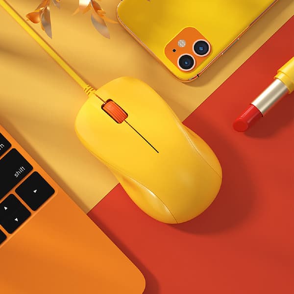 Lydløs kablet mus notebook stationær computermus computermus USB-mus citrongul