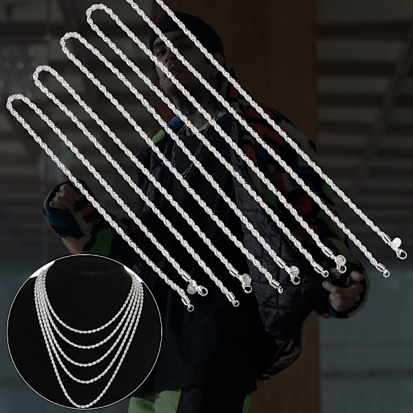 Vriden Repkedja Halsband 925 Sterling Silver 16 TUM 16 TUM 16 inch